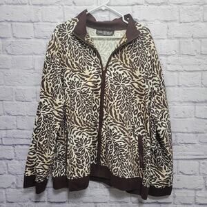 VTG Needle & Threads Animal Print Jacket Womens 3X‎ Glittery Leopard Retro Party